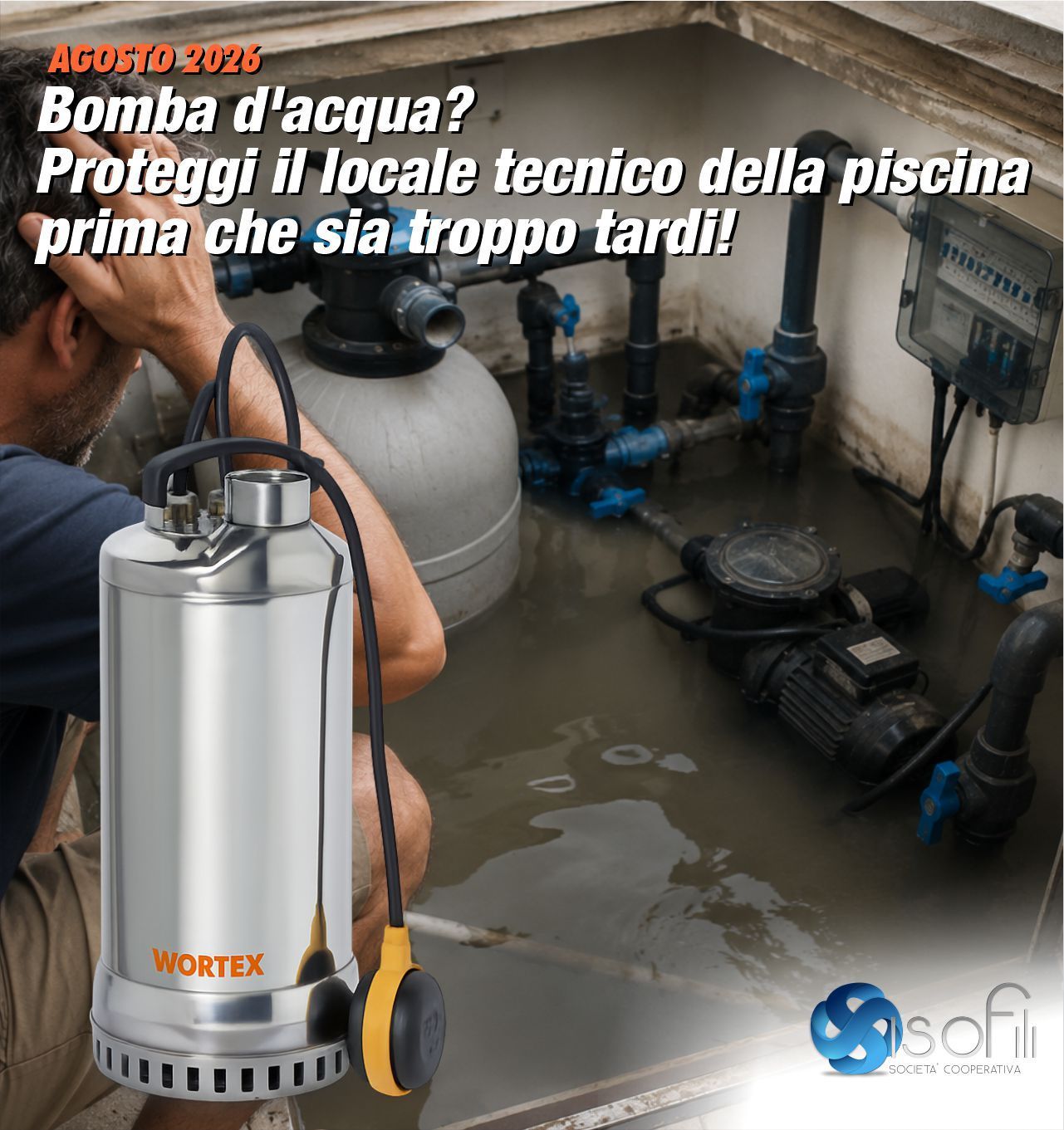Locale tecnico della piscina allagato: come proteggerlo con la Wortex SVS 1000 DA